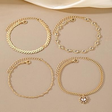 Anklets for Women, Golden Anklet Bracelets for Women, Dainty Foot Jewelry Women's Anklets Beach Gifts for Women JL-088
