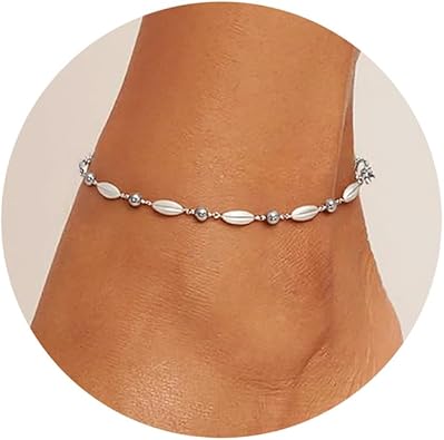 Waterproof Ankle Bracelets for Women Gold Anklets Non Tarnish Pearl Chain Anklet Adjustable Anklets for Women Summer Beach Anklet Foot Jewelry for Women Gift JL-089