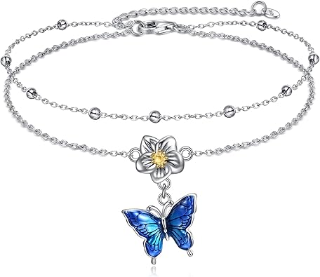 Anklet Bracelets for Women Girls Sterling Silver Hummingbird/Dragonfly/Butterfly Link Chain Anklets Jewelry Gifts JL-090
