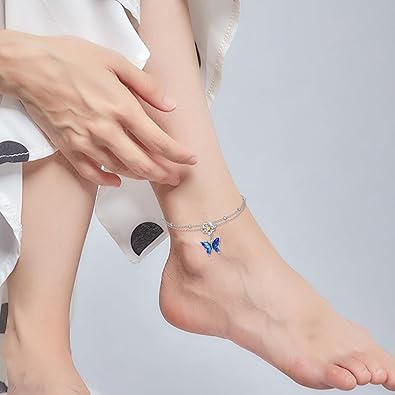 Anklet Bracelets for Women Girls Sterling Silver Hummingbird/Dragonfly/Butterfly Link Chain Anklets Jewelry Gifts JL-090