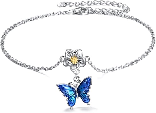 Anklet Bracelets for Women Girls Sterling Silver Hummingbird/Dragonfly/Butterfly Link Chain Anklets Jewelry Gifts JL-090