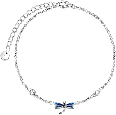 Anklet Bracelets for Women Girls Sterling Silver Hummingbird/Dragonfly/Butterfly Link Chain Anklets Jewelry Gifts JL-090