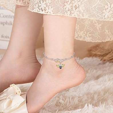Anklet Bracelets for Women Girls Sterling Silver Hummingbird/Dragonfly/Butterfly Link Chain Anklets Jewelry Gifts JL-090