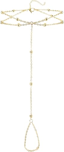 Dainty Gold Ankle Bracelet for Women, Adjustable Beaded Golden Anklet with Toe Ring Waterproof Foot Jewelry Minimalist Gold Ankle Chain for Beach & Summer JL-093