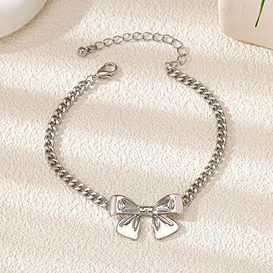 Gold Ankle Bracelets for Women 18K Gold Anklets for Women Bow Ankle Bracelets Cuban Link Anklet Foot Bracelet Beach Anklet Jewelry for Women JL-094