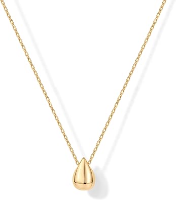 14K Gold Plated Dainty Pear Pendant Necklace for Women | Tear Pendant XL-088