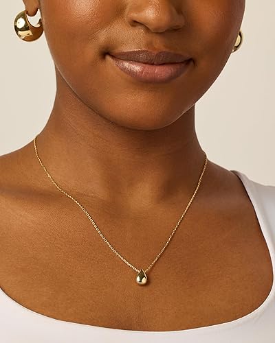 14K Gold Plated Dainty Pear Pendant Necklace for Women | Tear Pendant XL-088