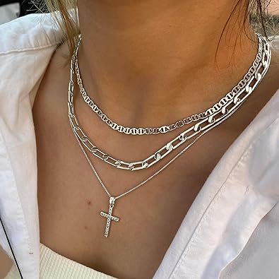Cross Necklace for Women 14K Gold Plated Dainty Heart Cross Pendant Choker Simple Trendy Cute Cross Charm Diamond Necklace Faith Jewelry Religious Minimalist Gift XL-089