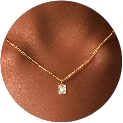 Diamond Pendant Gold Necklace for Women，Dainty 18k Gold Plated Choker Necklaces Simple Gold Jewelry Gifts for Women Girls XL-091