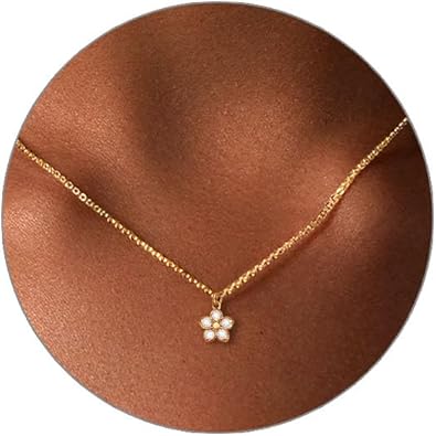 Diamond Pendant Gold Necklace for Women，Dainty 18k Gold Plated Choker Necklaces Simple Gold Jewelry Gifts for Women Girls XL-091