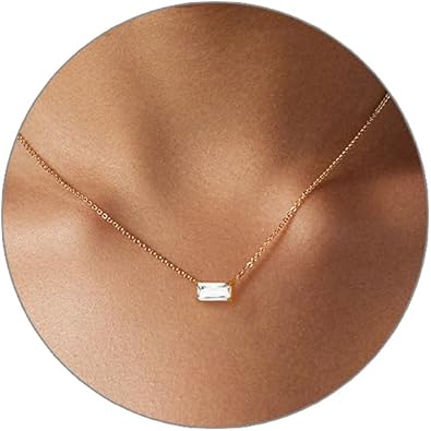 Diamond Pendant Gold Necklace for Women，Dainty 18k Gold Plated Choker Necklaces Simple Gold Jewelry Gifts for Women Girls XL-091