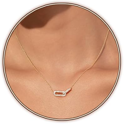 Diamond Pendant Gold Necklace for Women，Dainty 18k Gold Plated Choker Necklaces Simple Gold Jewelry Gifts for Women Girls XL-091