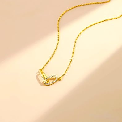 Diamond Pendant Gold Necklace for Women，Dainty 18k Gold Plated Choker Necklaces Simple Gold Jewelry Gifts for Women Girls XL-091