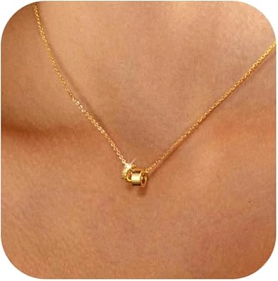 Diamond Pendant Gold Necklace for Women，Dainty 18k Gold Plated Choker Necklaces Simple Gold Jewelry Gifts for Women Girls XL-091