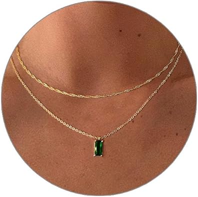 Diamond Pendant Gold Necklace for Women，Dainty 18k Gold Plated Choker Necklaces Simple Gold Jewelry Gifts for Women Girls XL-091