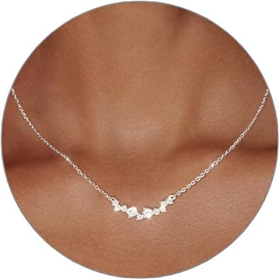 Diamond Pendant Gold Necklace for Women，Dainty 18k Gold Plated Choker Necklaces Simple Gold Jewelry Gifts for Women Girls XL-091