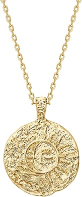 14K Gold Plated Engraved Coin Pendant Necklaces for Women | Byzantine Coin Pendants | Bohemian Necklace XL-092