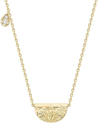 14K Gold Plated Engraved Coin Pendant Necklaces for Women | Byzantine Coin Pendants | Bohemian Necklace XL-092