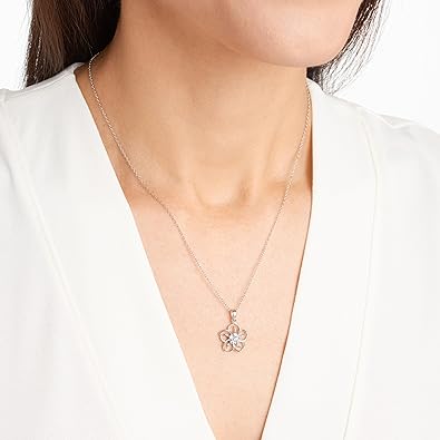 Genuine or Created Gemstone Birthstone Flower Pendant Necklace with Chain in Sterling Silver, 18" XL-093