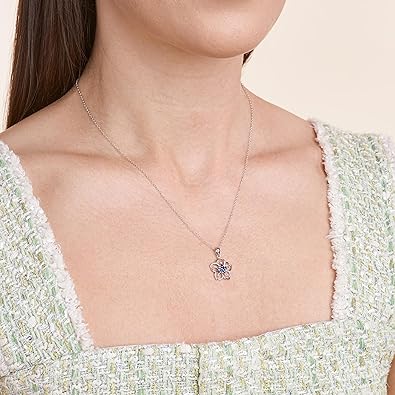 Genuine or Created Gemstone Birthstone Flower Pendant Necklace with Chain in Sterling Silver, 18" XL-093