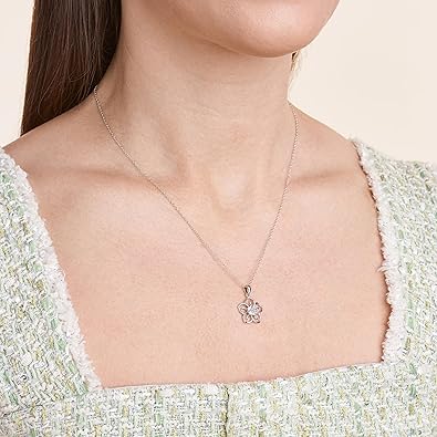 Genuine or Created Gemstone Birthstone Flower Pendant Necklace with Chain in Sterling Silver, 18" XL-093