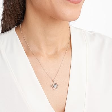 Genuine or Created Gemstone Birthstone Flower Pendant Necklace with Chain in Sterling Silver, 18" XL-093