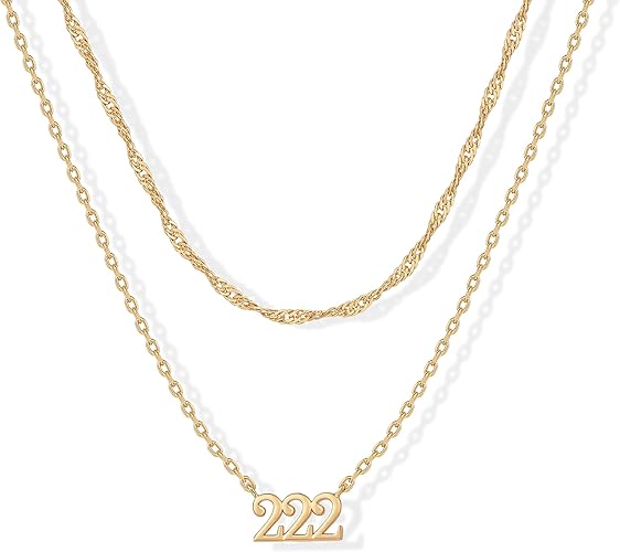 14K Gold Plated Angel Number Pendant Layering Necklace for Women | 999 Lucky Numerology Singapore Chain Necklace XL-094