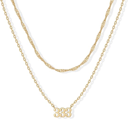 14K Gold Plated Angel Number Pendant Layering Necklace for Women | 999 Lucky Numerology Singapore Chain Necklace XL-094