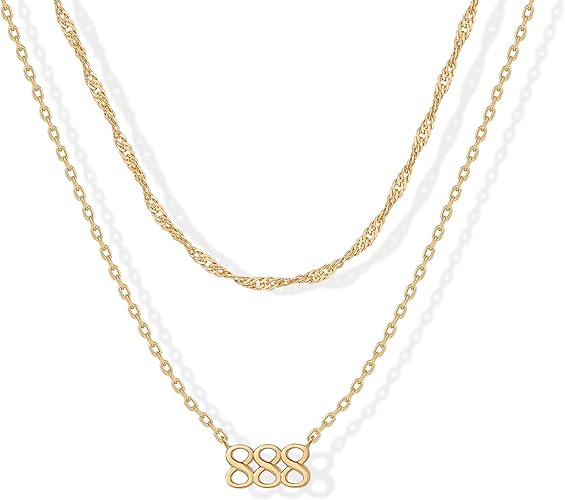 14K Gold Plated Angel Number Pendant Layering Necklace for Women | 999 Lucky Numerology Singapore Chain Necklace XL-094