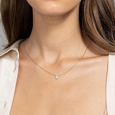 14K Gold Plated Created White Opal Necklace | Opal Necklaces for Women XL-095