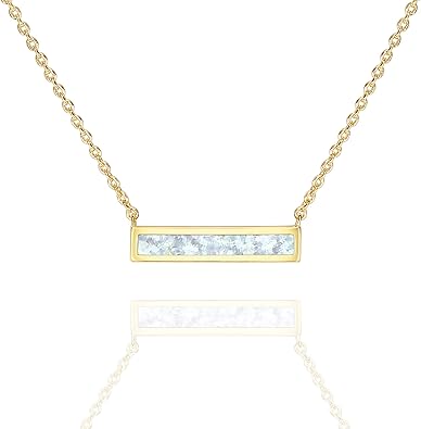 14K Gold Plated Created White Opal Necklace | Opal Necklaces for Women XL-095