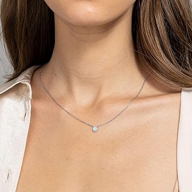 14K Gold Plated Created White Opal Necklace | Opal Necklaces for Women XL-095