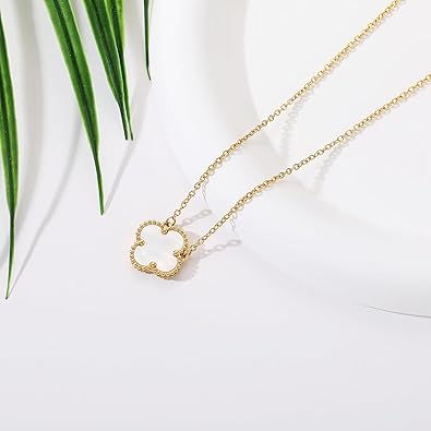 Clover Pendant Necklace for Women – 18K Gold Plated Four Leaf Clover Necklace, Lucky Minimalist Jewelry Gift for Women XL-097