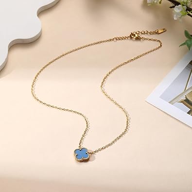 Clover Pendant Necklace for Women – 18K Gold Plated Four Leaf Clover Necklace, Lucky Minimalist Jewelry Gift for Women XL-097