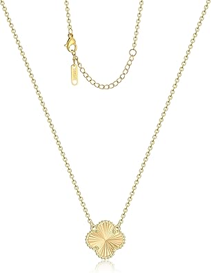 Clover Pendant Necklace for Women – 18K Gold Plated Four Leaf Clover Necklace, Lucky Minimalist Jewelry Gift for Women XL-097