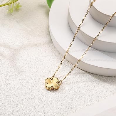 Clover Pendant Necklace for Women – 18K Gold Plated Four Leaf Clover Necklace, Lucky Minimalist Jewelry Gift for Women XL-097