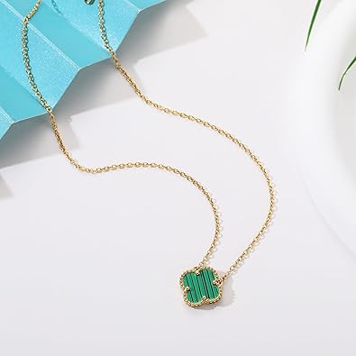 Clover Pendant Necklace for Women – 18K Gold Plated Four Leaf Clover Necklace, Lucky Minimalist Jewelry Gift for Women XL-097