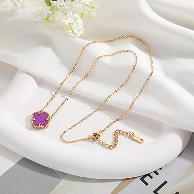 Clover Pendant Necklace for Women – 18K Gold Plated Four Leaf Clover Necklace, Lucky Minimalist Jewelry Gift for Women XL-097