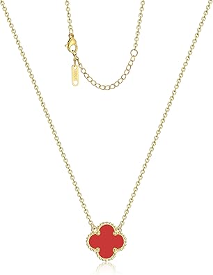 Clover Pendant Necklace for Women – 18K Gold Plated Four Leaf Clover Necklace, Lucky Minimalist Jewelry Gift for Women XL-097