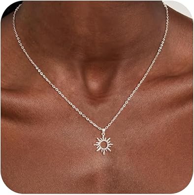 Layered Necklaces for Women Trendy, Dainty 14k Gold Plated Pendant Necklace Layering Necklace for Women Non Tarnish Hypoallergenic Sun Gold Necklace Stack Gold Jewelry for Women Gifts XL-098