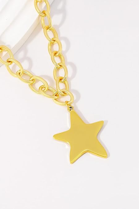 Gold Heart Necklace for Women, Chunky Chain Pendant Statement Y Necklaces Dainty Trendy Adjustable Non Tarnish Waterproof Stainless Steel Necklace Gift XL-102