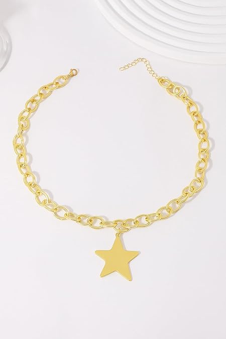 Gold Heart Necklace for Women, Chunky Chain Pendant Statement Y Necklaces Dainty Trendy Adjustable Non Tarnish Waterproof Stainless Steel Necklace Gift XL-102