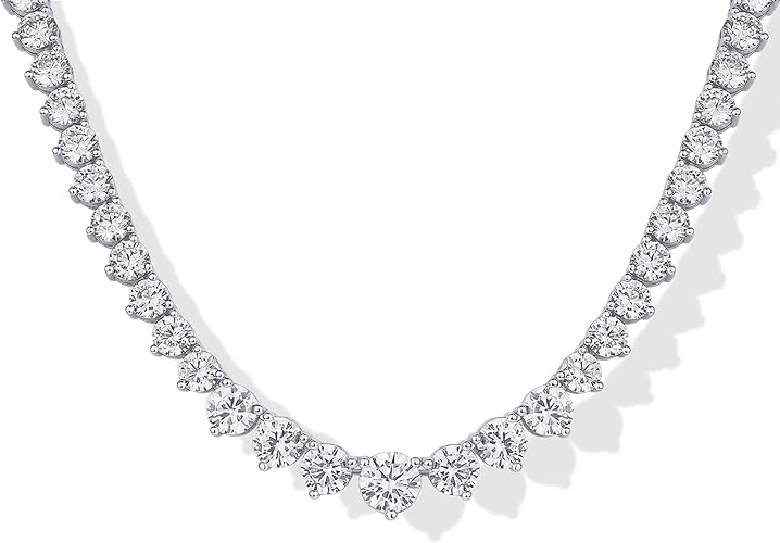 14K Gold Plated Graduated Tennis Necklaces for Women - Cubic Zirconia Tennis Necklace for Brides & Bridesmaids - Simulated Diamond Chain Trendy Wedding Jewelry XL-103