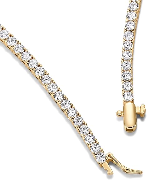 14K Gold Plated Graduated Tennis Necklaces for Women - Cubic Zirconia Tennis Necklace for Brides & Bridesmaids - Simulated Diamond Chain Trendy Wedding Jewelry XL-103