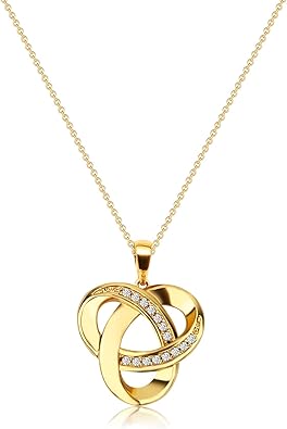 Love Knot Necklace, Sterling Silver Diamond Accent Love Knot Pendant Necklace, Forever Love Knot Infinity Necklace for Women XL-104