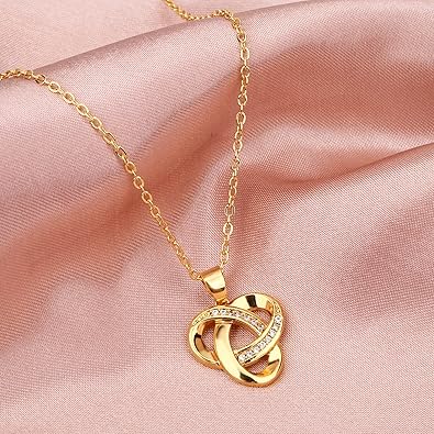 Love Knot Necklace, Sterling Silver Diamond Accent Love Knot Pendant Necklace, Forever Love Knot Infinity Necklace for Women XL-104