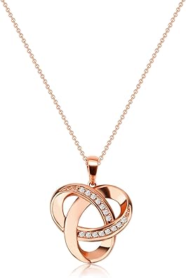 Love Knot Necklace, Sterling Silver Diamond Accent Love Knot Pendant Necklace, Forever Love Knot Infinity Necklace for Women XL-104