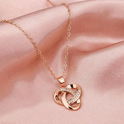 Love Knot Necklace, Sterling Silver Diamond Accent Love Knot Pendant Necklace, Forever Love Knot Infinity Necklace for Women XL-104