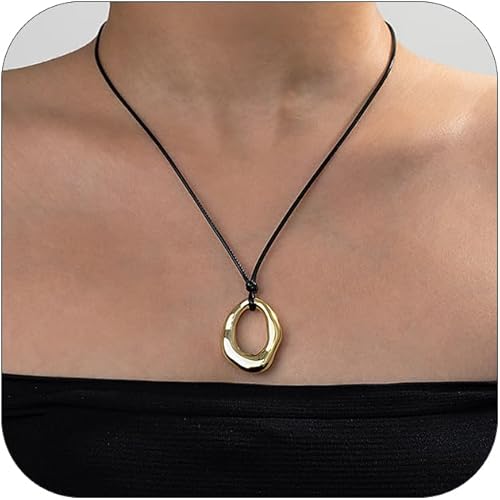 Statement Modern Geometric Hollow Square Pendant Rope Chain Necklace for Women Bold Fashion Layering Collarbone Jewelry Party Wear Accessory XL-107