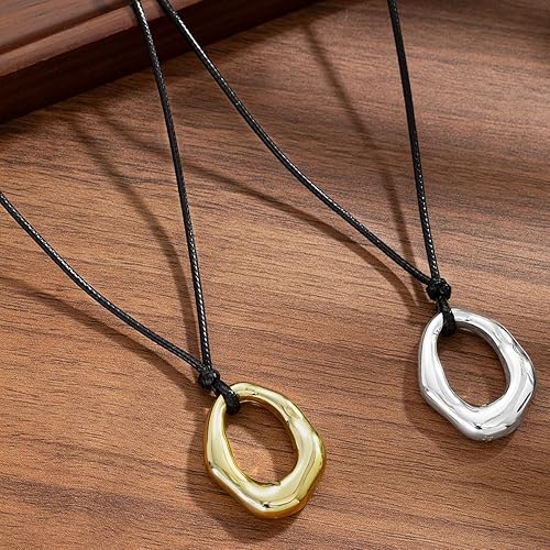 Statement Modern Geometric Hollow Square Pendant Rope Chain Necklace for Women Bold Fashion Layering Collarbone Jewelry Party Wear Accessory XL-107